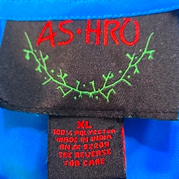 AS HRO Blue Marine Sheer Blouse Rhinestone Buttons & Accents, Small Ruffle, XL - Picture 11 of 11